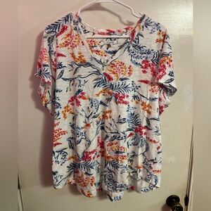 NWOT Chico's White Floral Short Sleeve Top (3/XL) 💛